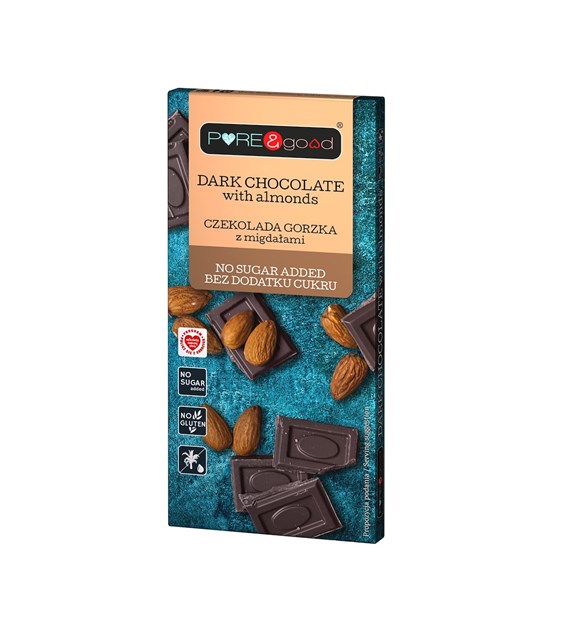 PURE&GOOD Czekolada gorzka z migdałami b/c 75g
