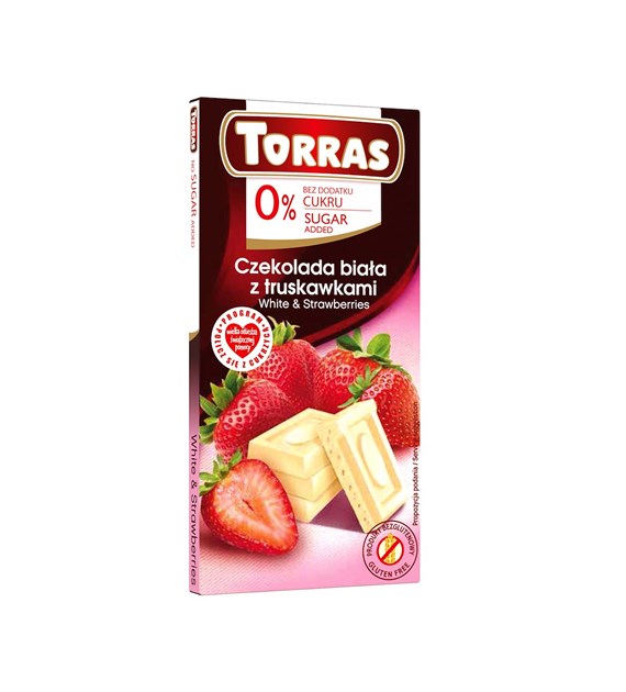 TORRAS Czekolada biała z truskawkami  b/c 75g