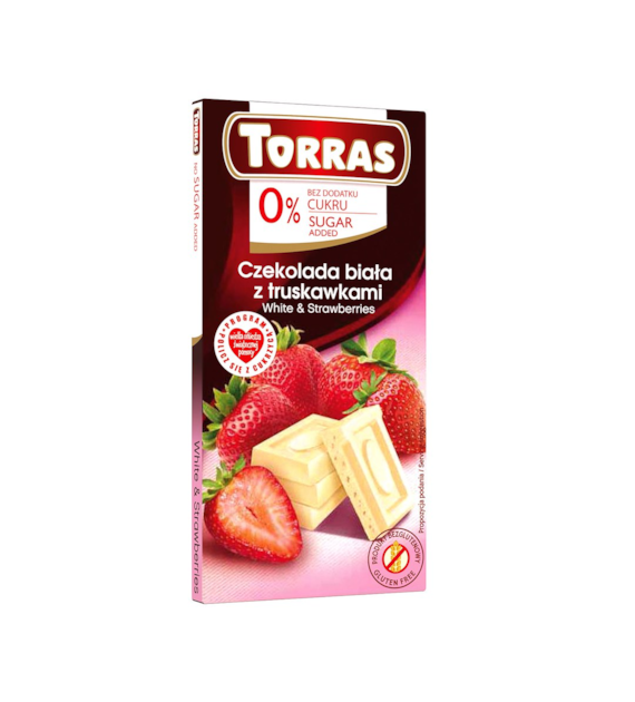 TORRAS Czekolada biała z truskawkami  b/c 75g