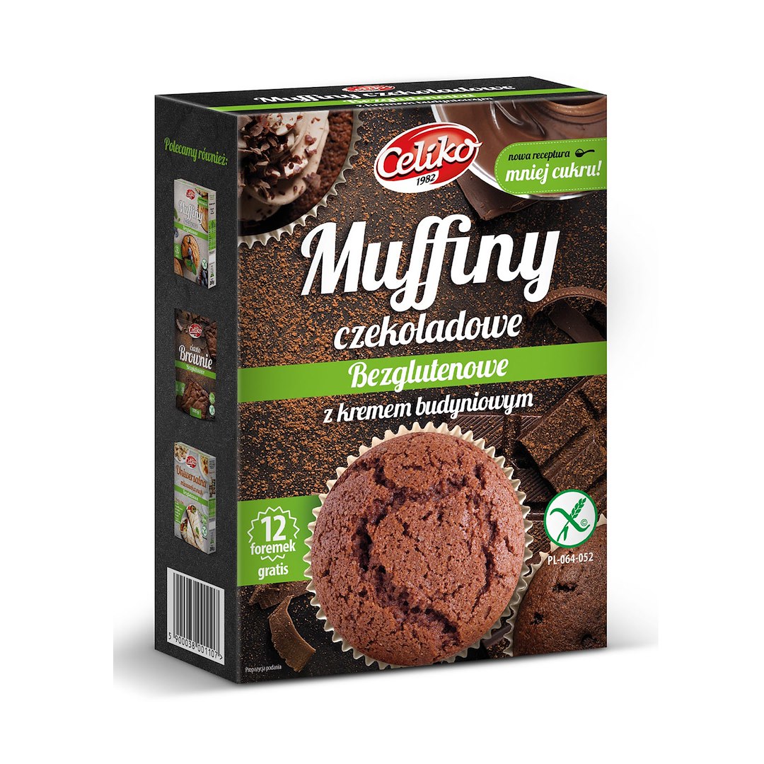CELIKO Muffiny Czekoladowe z kremem budyniowym b/g 310g