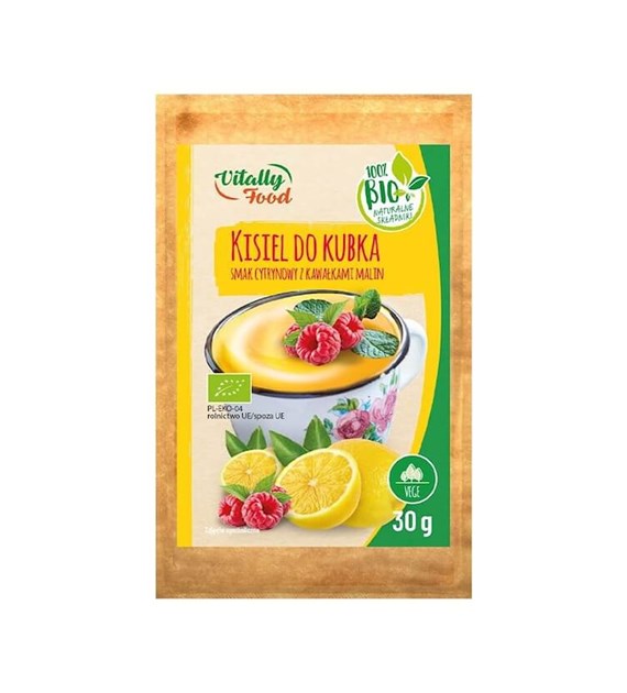 VITALLY FOOD Kisiel do kubka cytrynowy z malinami BIO 30g