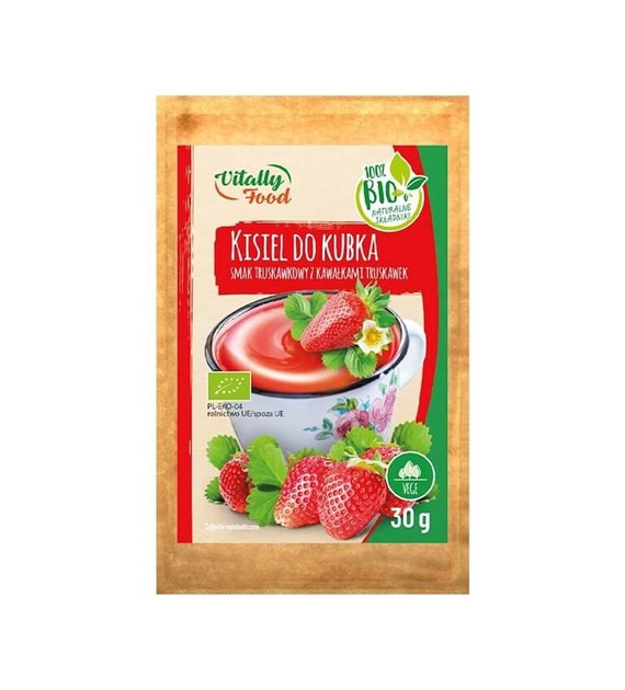 VITALLY FOOD Kisiel do kubka truskawkowy z truskawkami BIO 30g