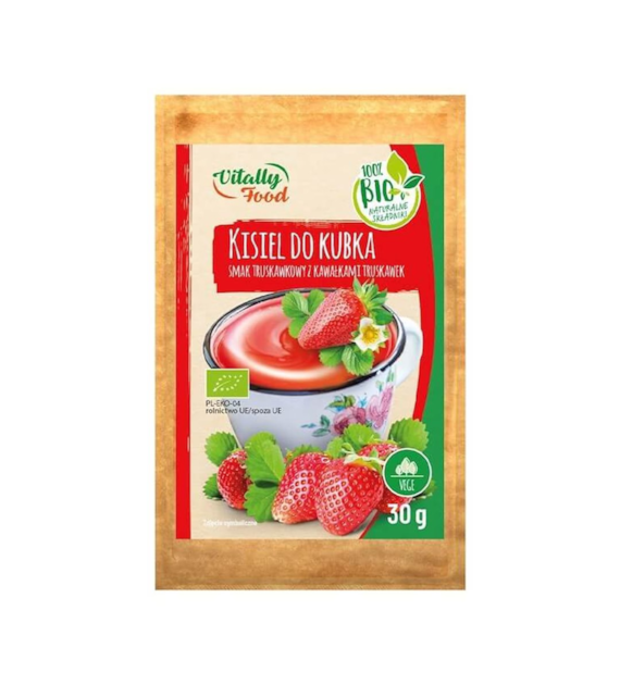 VITALLY FOOD Kisiel do kubka truskawkowy z truskawkami BIO 30g