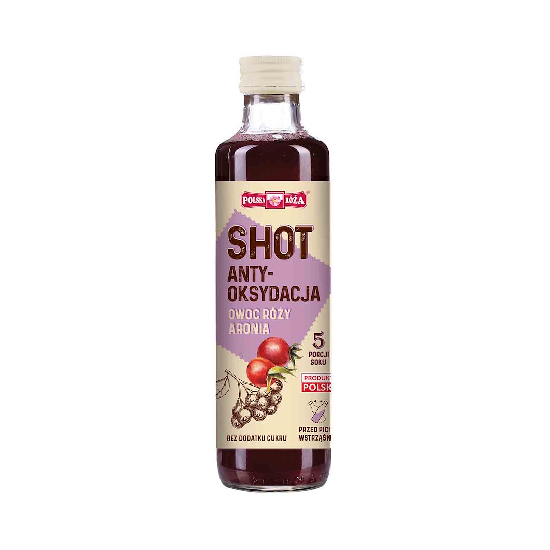POLSKA RÓŻA SHOT antyoksydacja (róża, aronia) 250 ml
