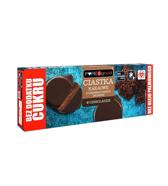 PURE&GOOD Ciastka kakaowe z kremem o smaku brownie w czekoladzie gorzkiej b/c 128g