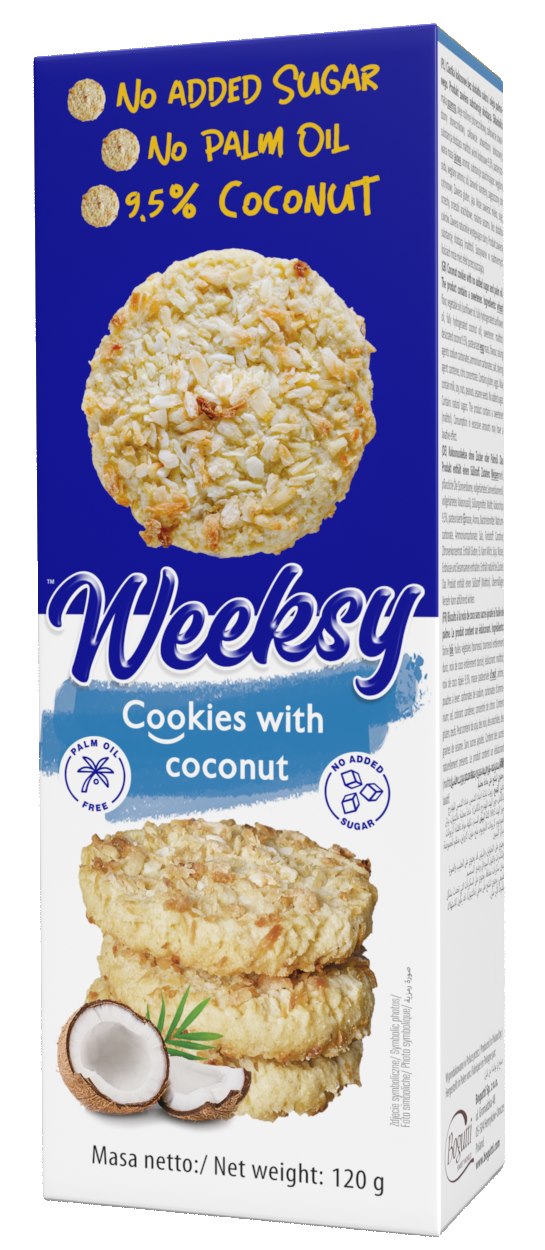 BOGUTTI Ciastka kokosowe bez dodatku cukru 120g WEEKSY