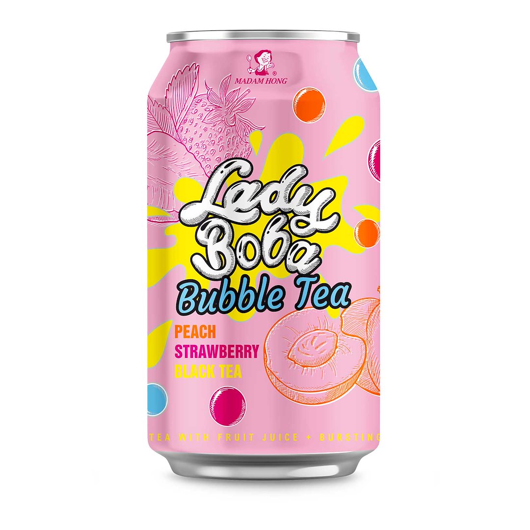 BUBBLE TEA Napój Brzoskwinia - Truskawka 320 ml