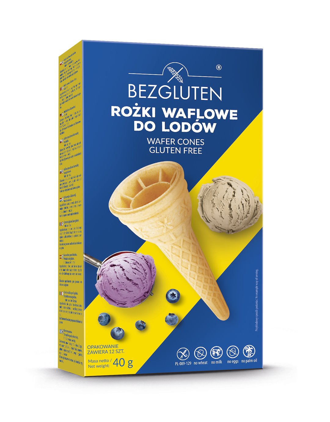 BEZGLUTEN Rożki waflowe do lodów bezglutenowe 12 szt