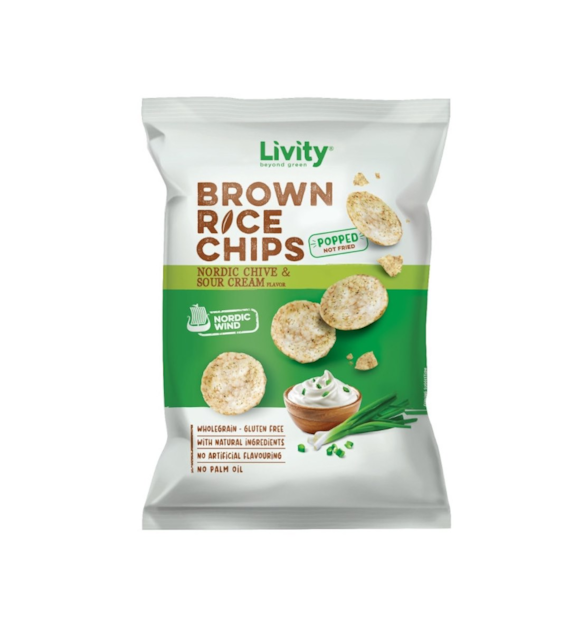 LIVITY Chipsy ryżowe nordycki szczypiorek ze śmietaną 60g
