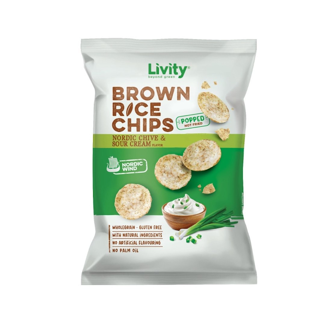 LIVITY Chipsy ryżowe nordycki szczypiorek ze śmietaną 60g