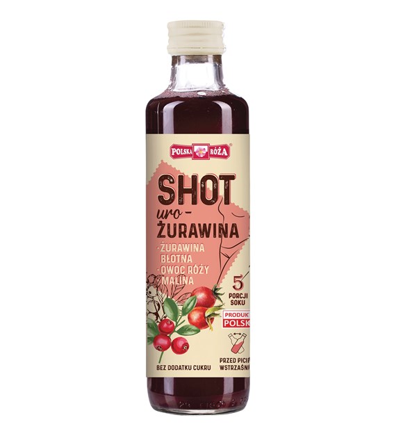 POLSKA RÓŻA SHOT żurawina, róża, malina 250 ml