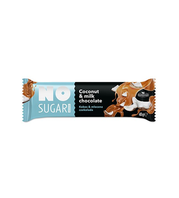 NO SUGAR Baton kokosowy w czekoladzie mlecznej b/c 40g