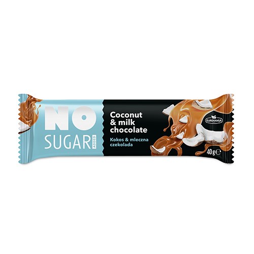 NO SUGAR Baton kokosowy w czekoladzie mlecznej bez dodatku cukru 40g