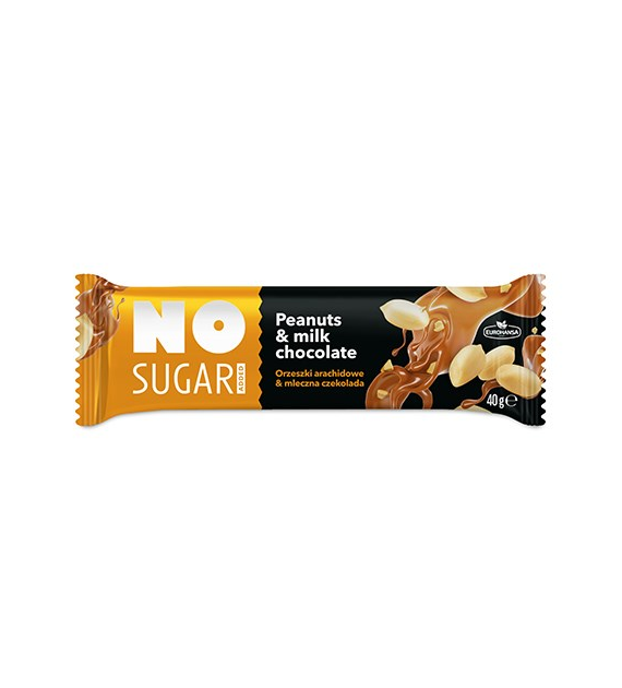 NO SUGAR Baton orzechowy w czekoladzie mlecznej b/c 40g