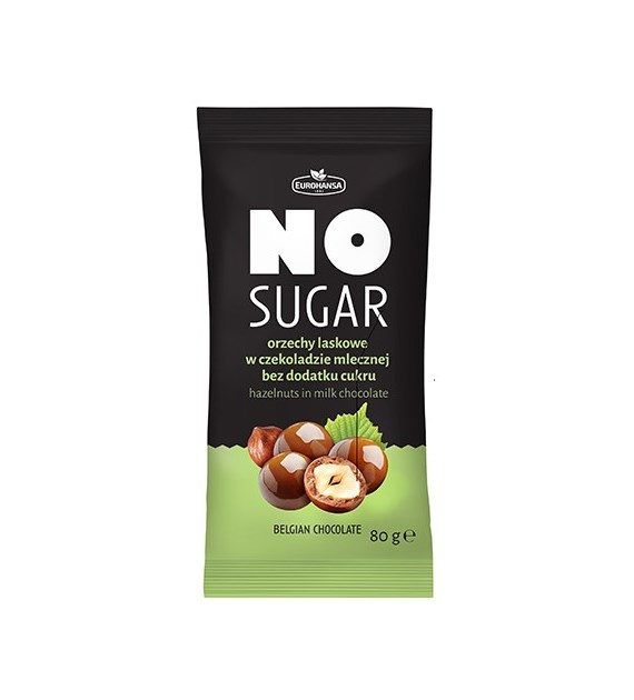 NO SUGAR Orzechy laskowe w czekoladzie mlecznej b/c 80g