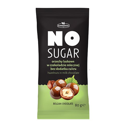 NO SUGAR Orzechy laskowe w czekoladzie mlecznej bez dodatku cukru 80g