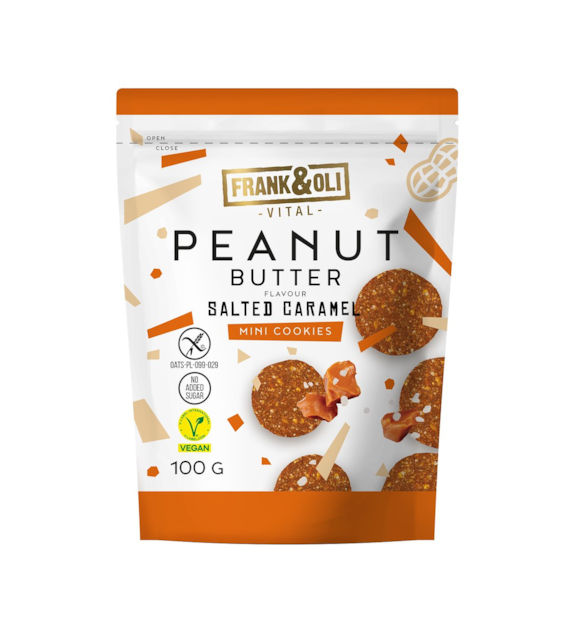 FRANK&OLI Mini Ciasteczka Peanut Butter Słony Karmel b/c 100g
