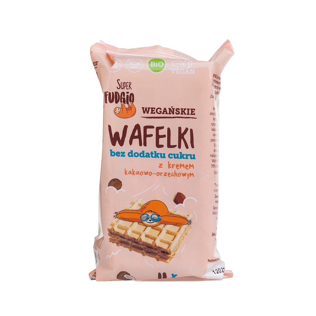 ME GUSTO Ekologiczne wafelki z kremem kakaowo-orzechowym bez dodatku cukru 120g