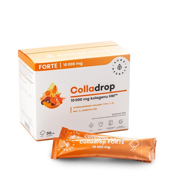 AURA Colladrop® Forte, kolagen morski 10000 mg, saszetki 30 szt