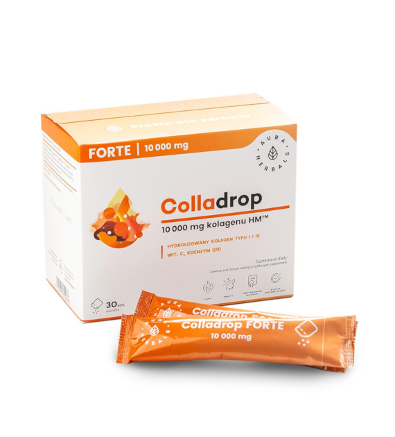 AURA Colladrop® Forte, kolagen morski 10000 mg, saszetki 30 szt