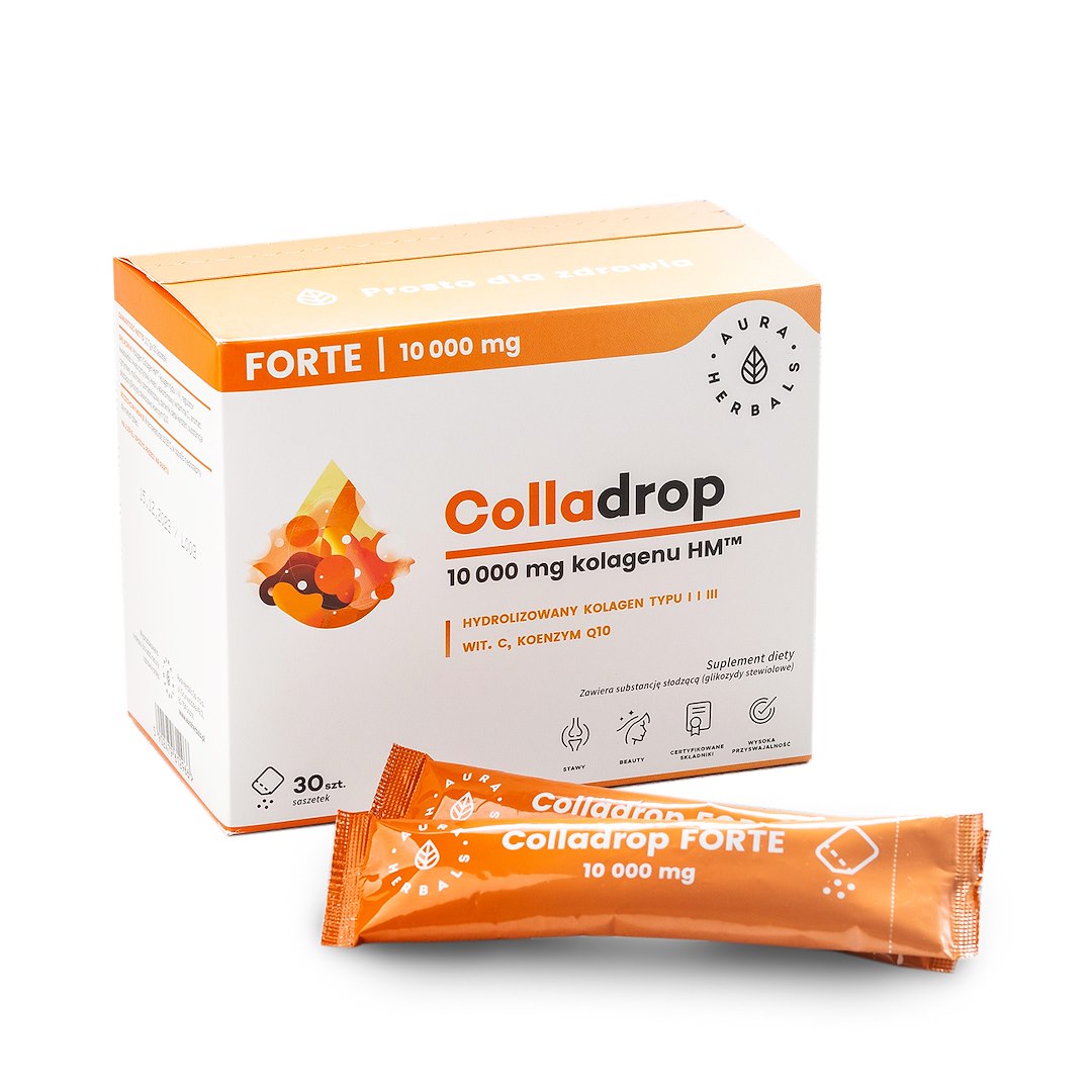 AURA Colladrop® Forte, kolagen morski 10000 mg, saszetki 30 szt