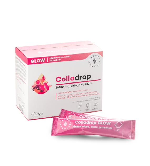AURA Colladrop® Glow, kolagen morski 5000 mg, saszetki 30 szt