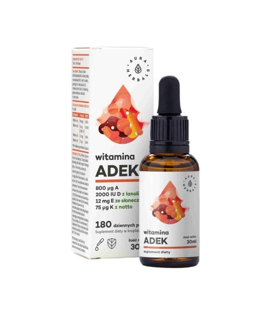 AURA Witaminy ADEK A+D3+E+K2mk krople 30ml
