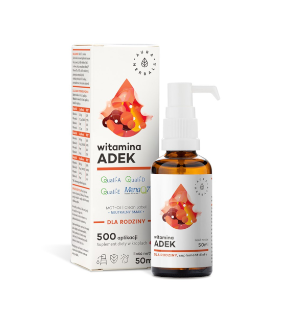 AURA Witamina ADEK dla rodziny, MCT, krople 50 ml
