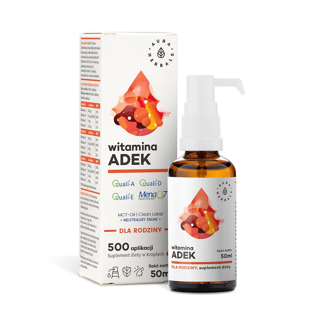 AURA Witamina ADEK dla rodziny, MCT, krople 50 ml