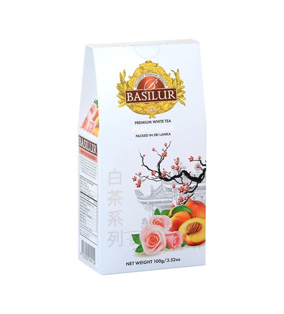 BASILUR Herbata - white peach rose stożek liść 100g