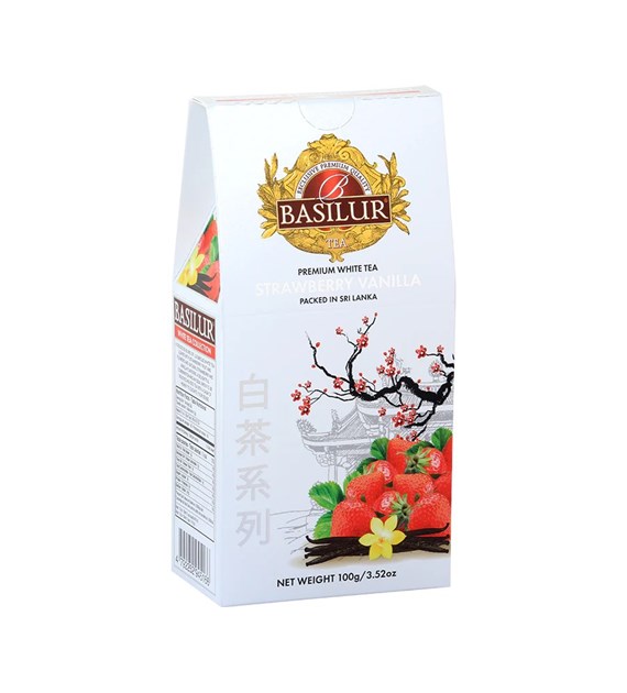 BASILUR Herbata - white strawberry stożek liść 100g