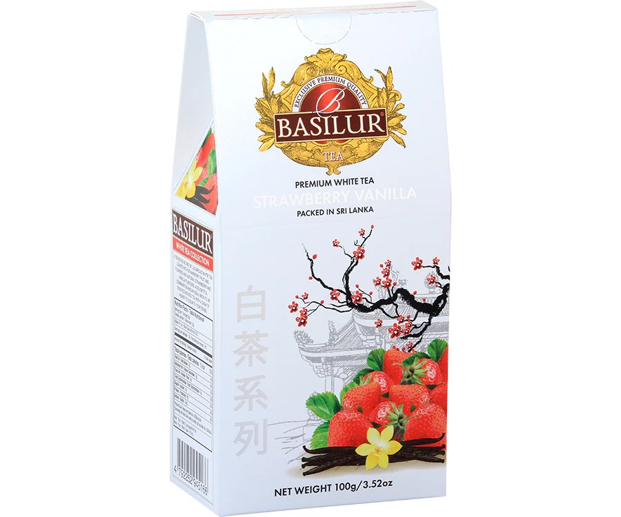 BASILUR Herbata - white strawberry stożek liść 100g