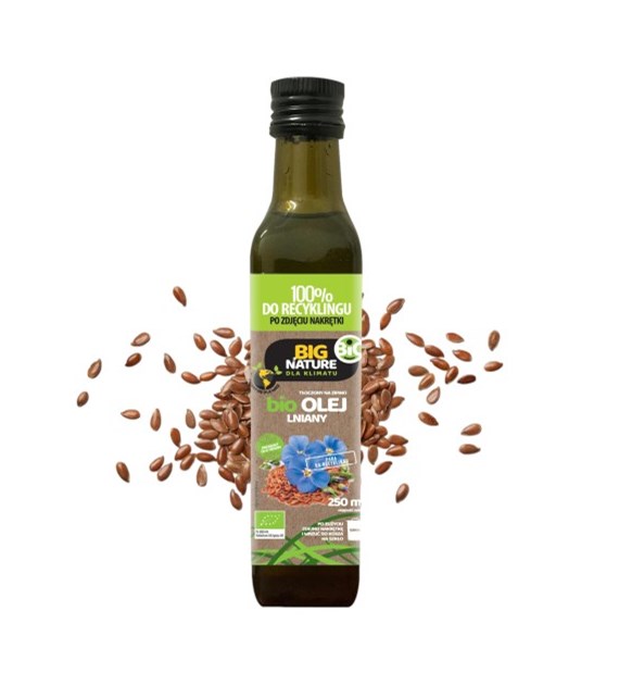 BIG NATURE Olej lniany tłoczony na zimno BIO 250ml
