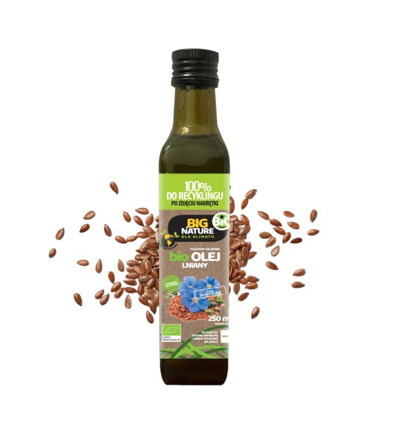 BIG NATURE Olej lniany tłoczony na zimno BIO 250ml