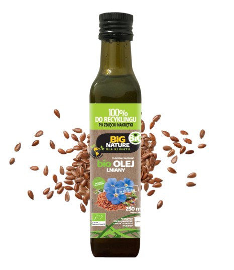 BIG NATURE Olej lniany tłoczony na zimno BIO 250ml