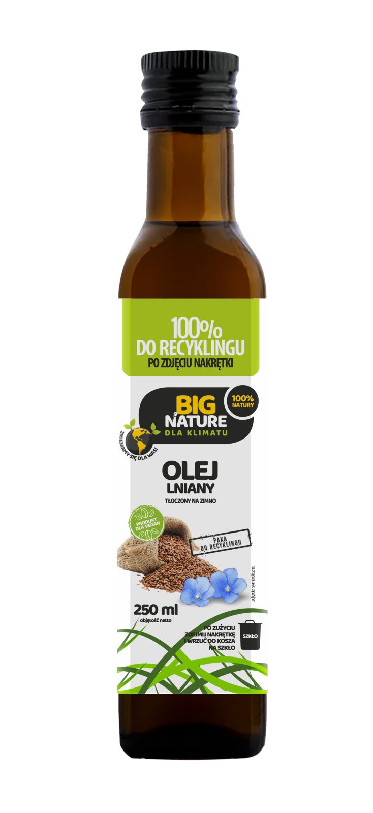 BIG NATURE Olej lniany tłoczony na zimno 250ml
