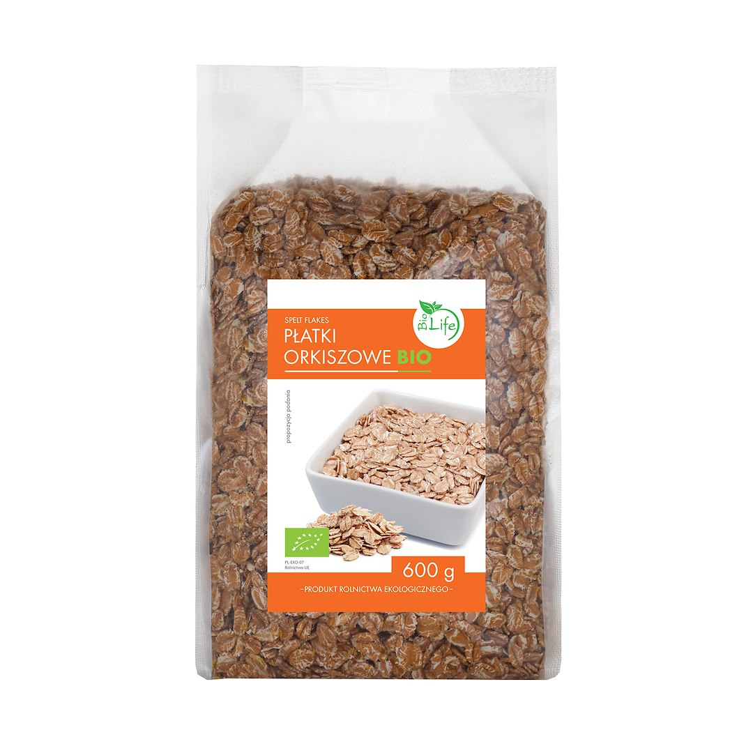 BIOLIFE Płatki orkiszowe BIO 600g