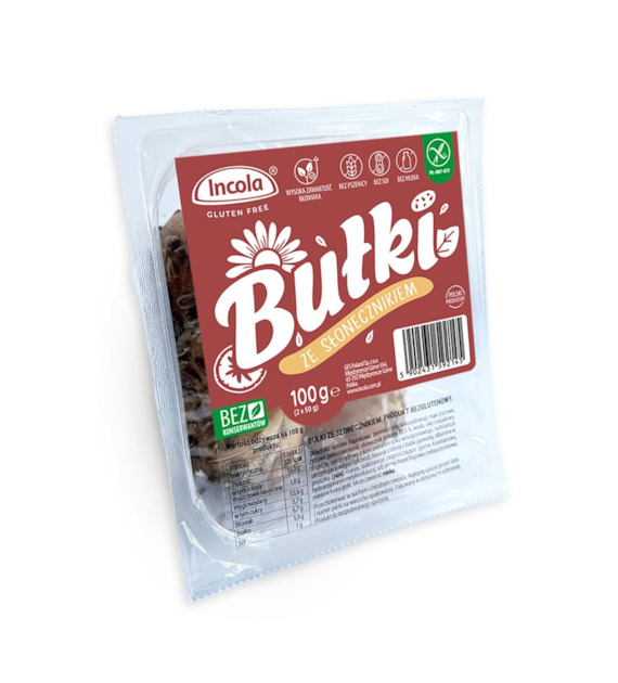 INCOLA Bezglutenowe bułki ze słonecznikiem b/g (2x50g)100g