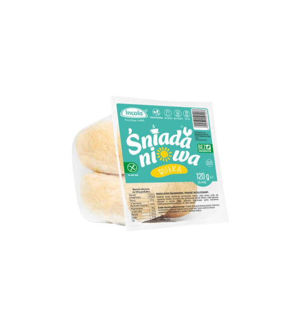 INCOLA Bezglutenowe bułki śniadaniowe b/g (3x40g) 120g