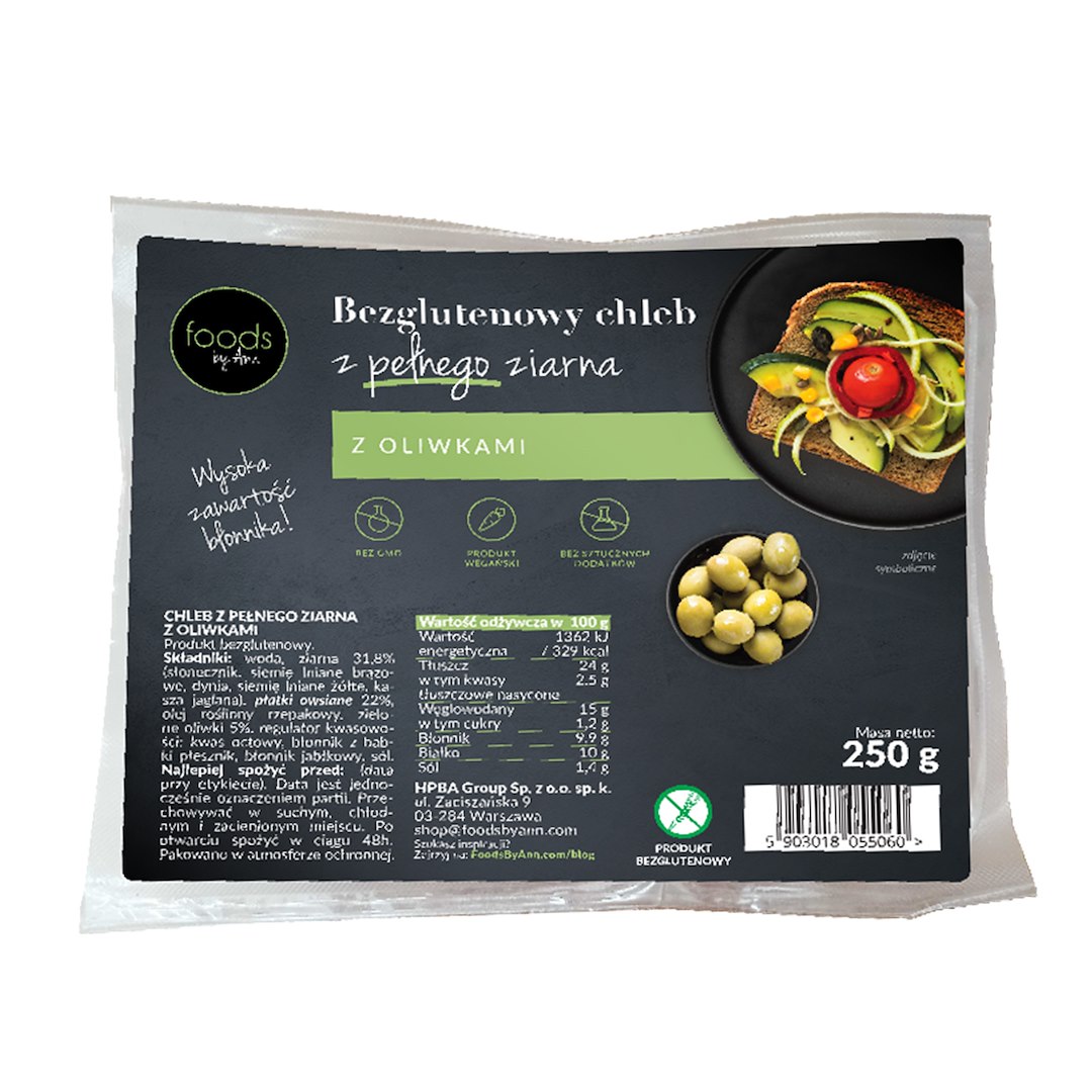 LEVANN Chleb pełnoziarnisty oliwki 250g