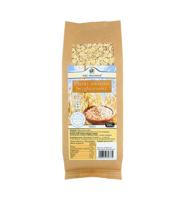 PIĘĆ PRZEMIAN Płatki owsiane jumbo b/g 500g