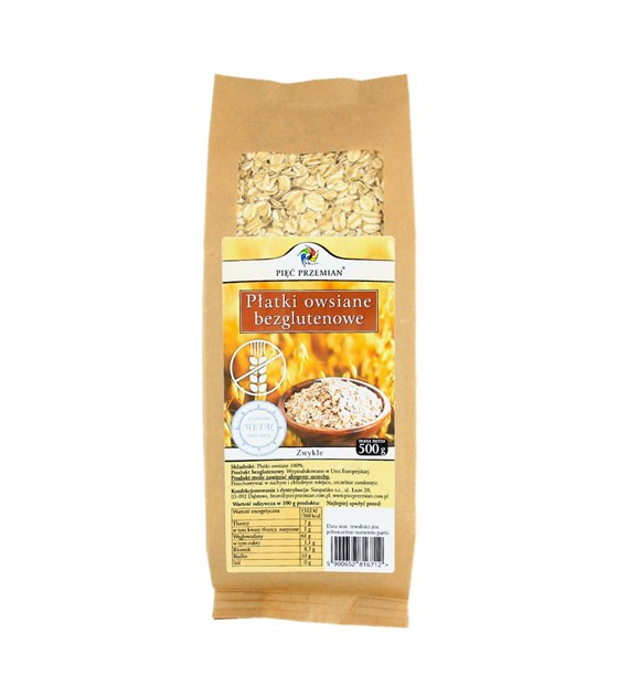 PIĘĆ PRZEMIAN Płatki owsiane zwykłe b/g 500g
