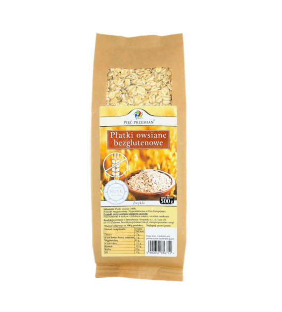 PIĘĆ PRZEMIAN Płatki owsiane zwykłe b/g 500g