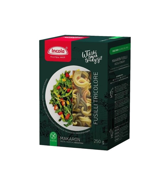 INCOLA Makaron bezglutenowy Fusilli tricolore świderek b/g 250g