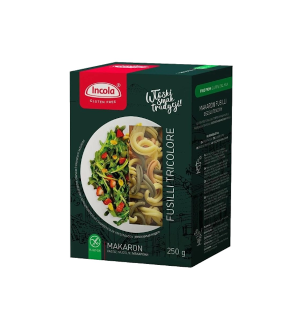 INCOLA Makaron bezglutenowy Fusilli tricolore świderek b/g 250g