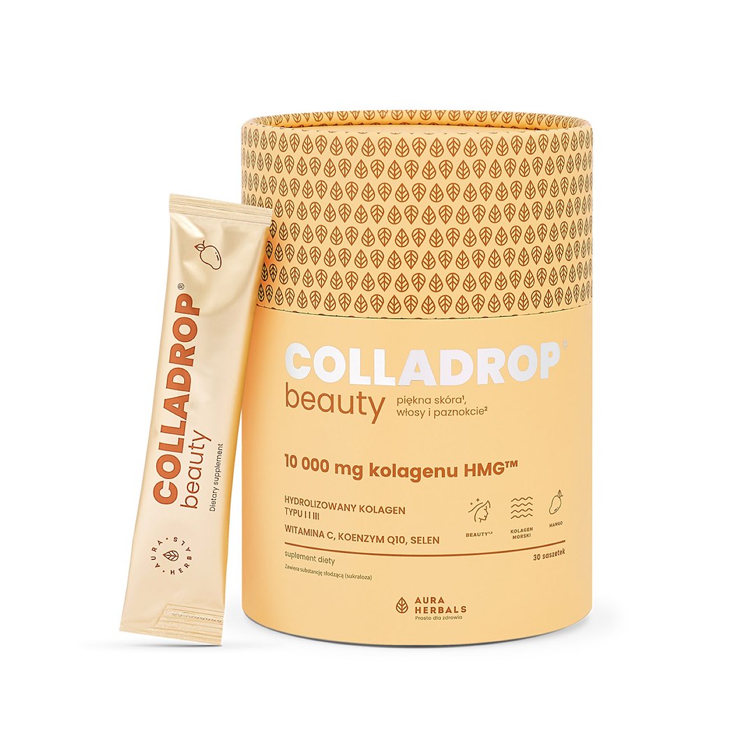 AURA Colladrop® Beauty, kolagen HMG™ 10000 mg, mango, saszetki 30 szt