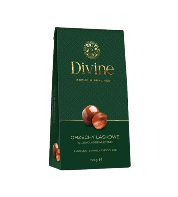 DIVINE Orzechy laskowe w czekoladzie mlecznej 50g