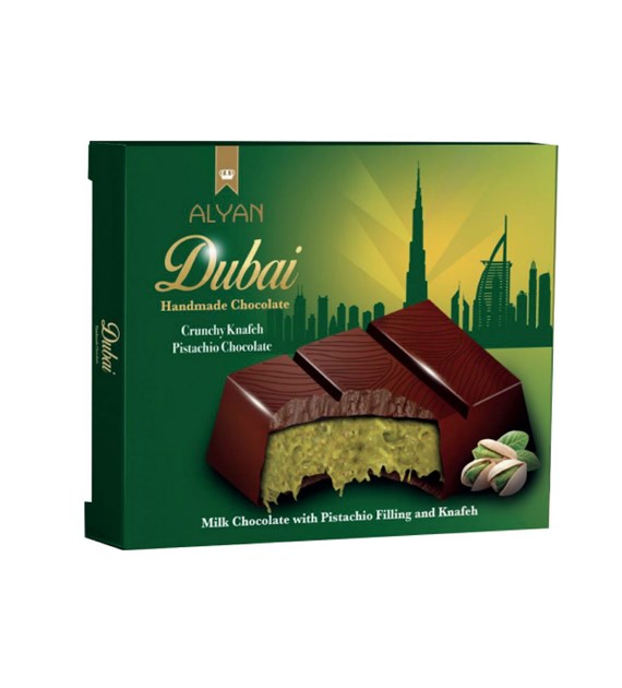 ALYAN Czekolada Dubajska Mleczna z Nadzieniem Pistacjowym i Kunafą 100g