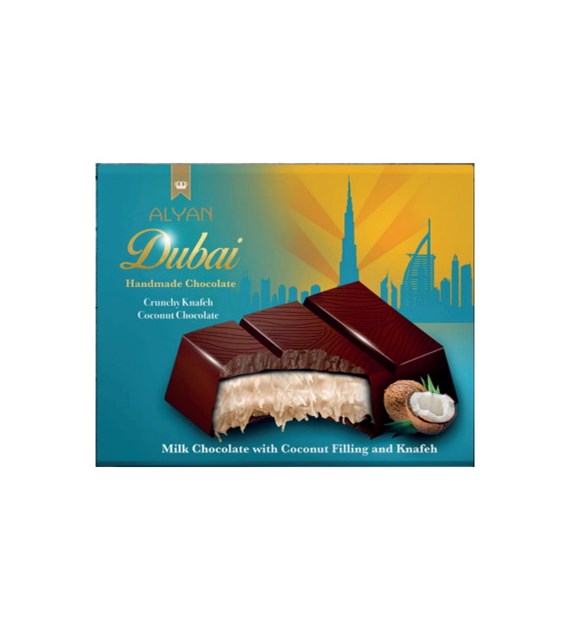 ALYAN Czekolada Dubajska Mleczna z Nadzieniem Kokosowym i Kunafą 100g