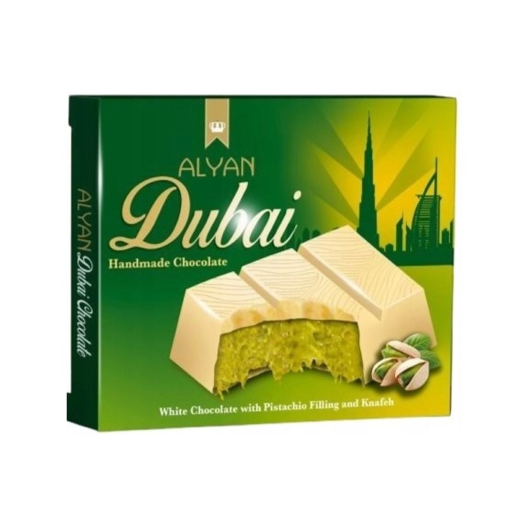ALYAN Czekolada Dubajska Biała z Nadzieniem Pistacjowym i Kunafą 100g